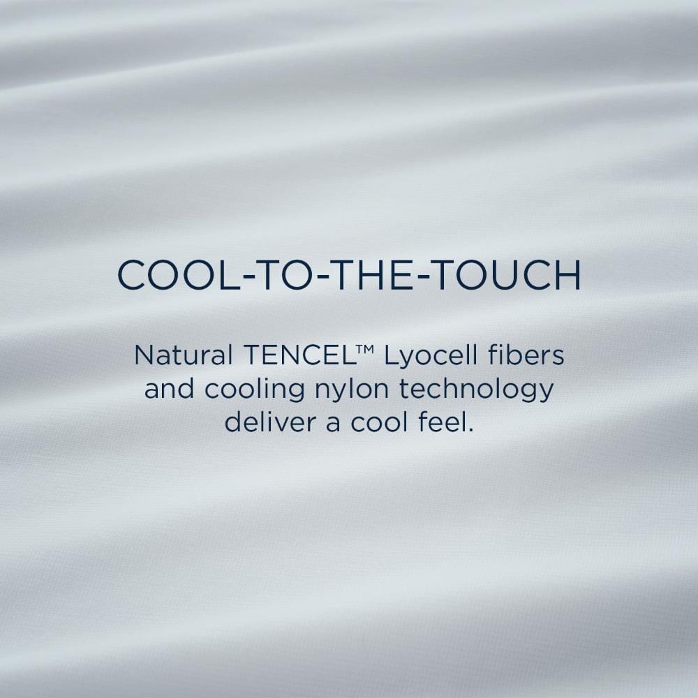 TEMPUR-Breeze® Cooling Sheet Set close-up, emphasizing the TENCEL™ Lyocell fibers and cooling nylon technology for a cool-to-the-touch feel - Available at Sleepology Mattress Shop.