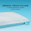 TEMPUR-Breeze® ProLo Pillow close-up, showcasing the cooling SmartClimate® cover and high-profile support, perfect for side and back sleepers. Available now at Sleepology Mattress Shop