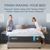 Couple making a bed with Tempur-Pedic Luxe Egyptian Sheets, showcasing the quality and comfort - Available at Sleepology Mattress Shop.