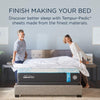 Couple making their bed with TEMPUR-breeze° Cooling Sheet Set, highlighting comfort and quality - Available at Sleepology Mattress Shop.