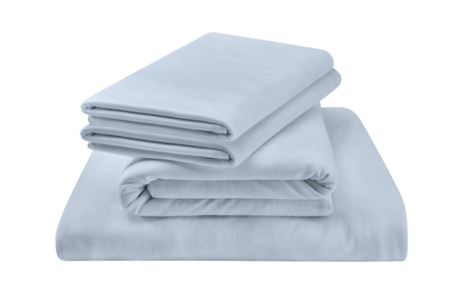 Tempur-Pedic TEMPUR Adapt™ Luxe Egyptian Cotton Sheet Set in Sleepy Blue Color, Stacked Display - Luxurious 400-thread count bedding available at Sleepology Mattress Shop.