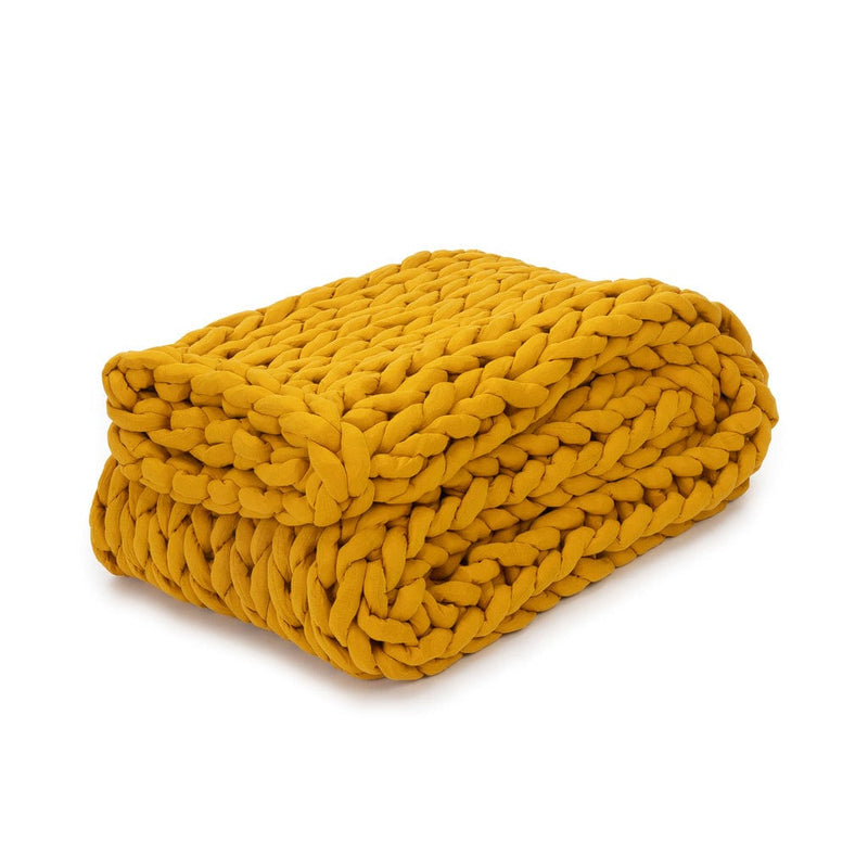 Nuzzie Weighted Blanket 8 lbs / Marigold Nuzzie Comfort Knit: The Revolutionary Weighted Blanket for Transformative Comfort Sleepology mattress Sleep deeper