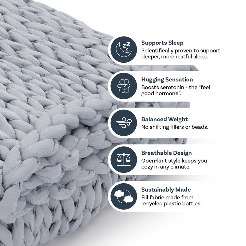Nuzzie Weighted Blanket Knit Weighted Blanket Sleepology mattress Sleep deeper