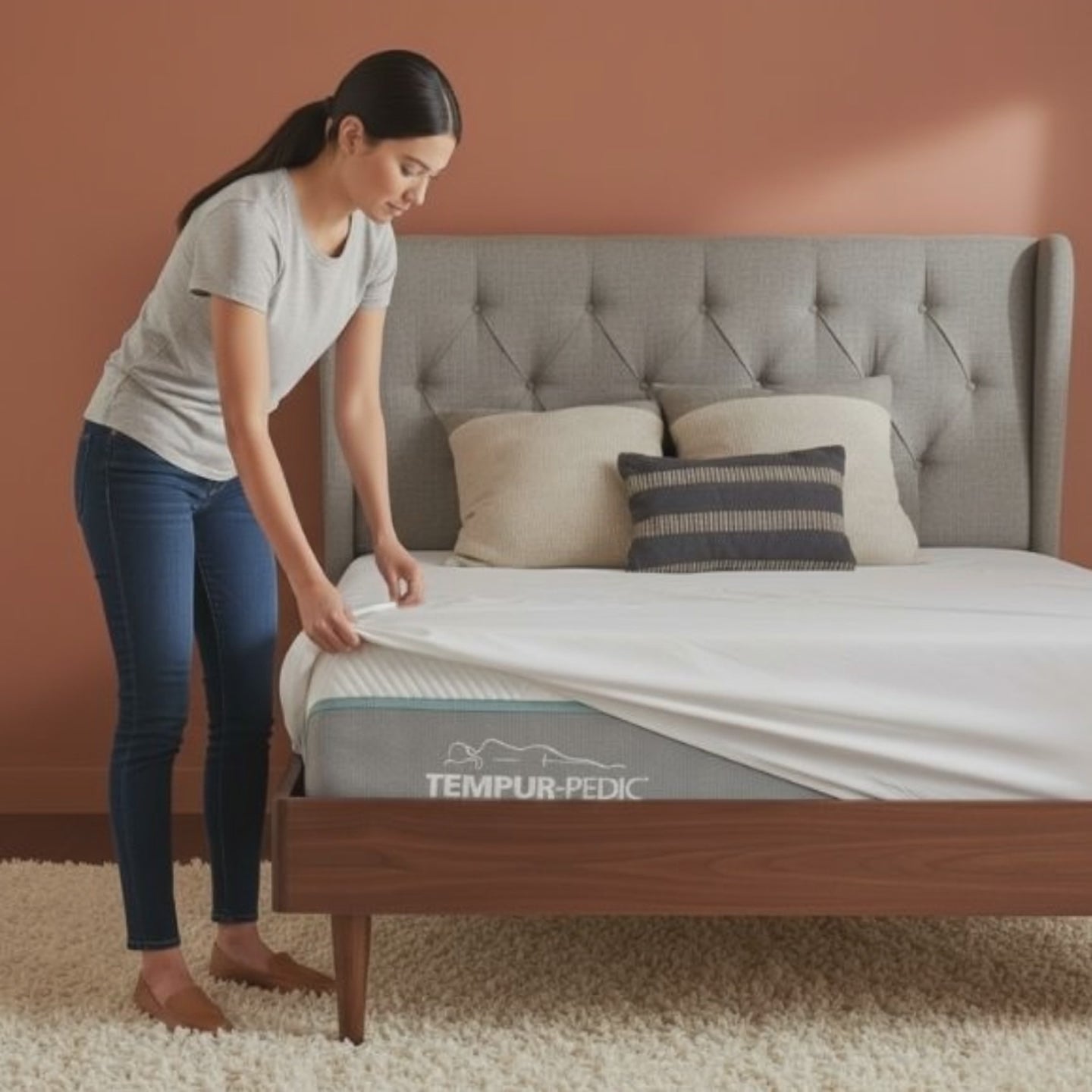Tempur-Pedic mattress protector with StayTight straps for secure fit
